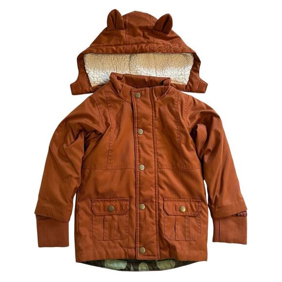 NWOT Okie Dokie Removable Hood Coat Rust/Camo 2T - Picture 1 of 7